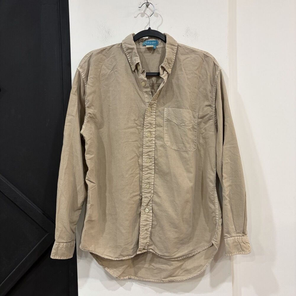 Fresh Produce Men’s Beige Cotton Button Up Shirt Size Small